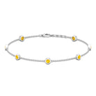 Round Yellow Sapphire Seven Stone Station Chain Bracelet Yellow Sapphire - ( AAA ) - Quality - Rosec Jewels