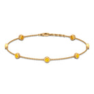 Round Yellow Sapphire Seven Stone Station Chain Bracelet Yellow Sapphire - ( AAA ) - Quality - Rosec Jewels