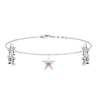 Round Pink Sapphire Star Charm Bracelet Pink Sapphire - ( AAA ) - Quality - Rosec Jewels