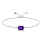 6X8 MM Octagon Cut Amethyst Bolo Chain Bracelet with Diamond Accent Amethyst - ( AAA ) - Quality - Rosec Jewels