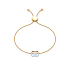 2 CT Emerald Cut Moonstone and Diamond Bolo Chain Bracelet Moonstone - ( AAA ) - Quality - Rosec Jewels