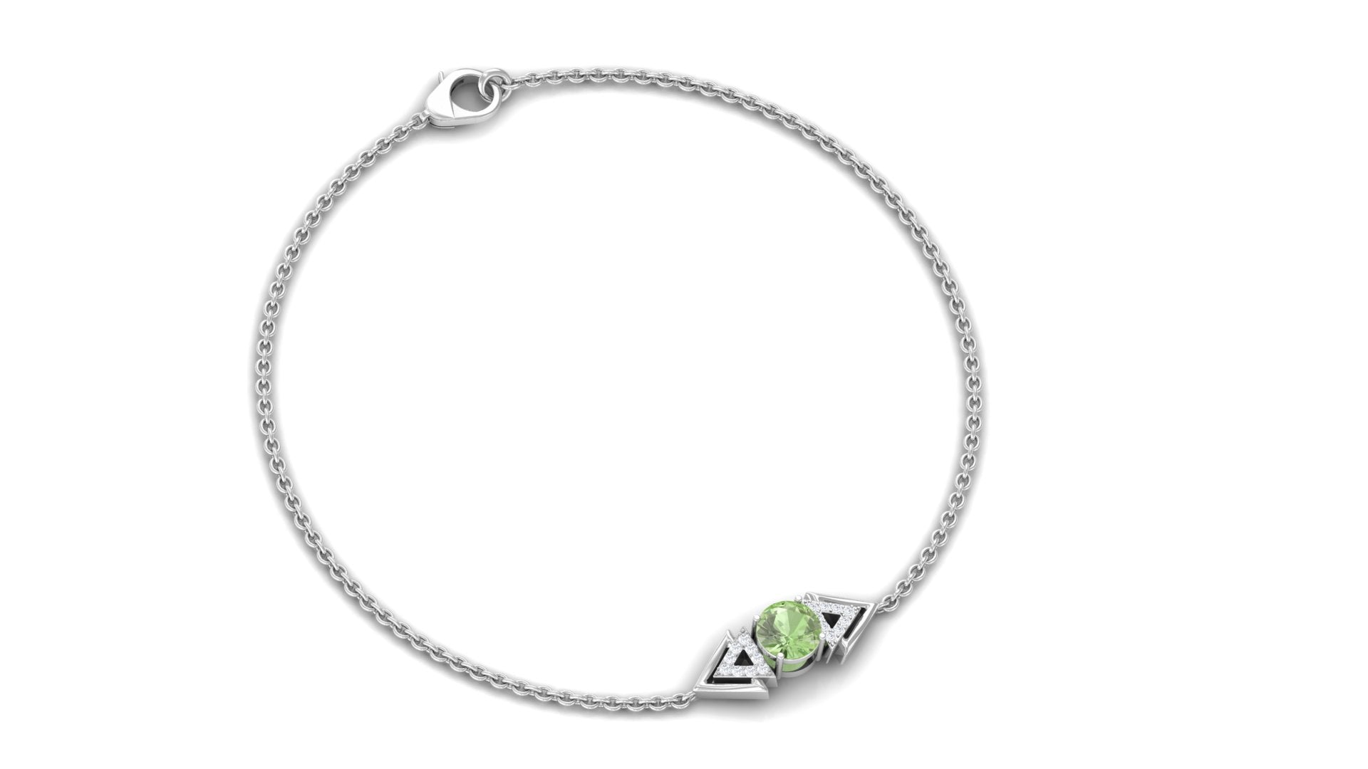 Minimal Green Sapphire and Diamond Geometric Chain Bracelet Green Sapphire - ( AAA ) - Quality - Rosec Jewels