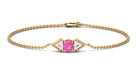 Minimal Pink Sapphire and Diamond Geometric Chain Bracelet Pink Sapphire - ( AAA ) - Quality - Rosec Jewels