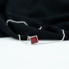 3/4 CT Minimal Princess Cut Ruby Solitaire Chain Bracelet Ruby - ( AAA ) - Quality - Rosec Jewels