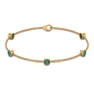 Bezel Set Green Sapphire Five Stone Station Chain Bracelet Green Sapphire - ( AAA ) - Quality - Rosec Jewels