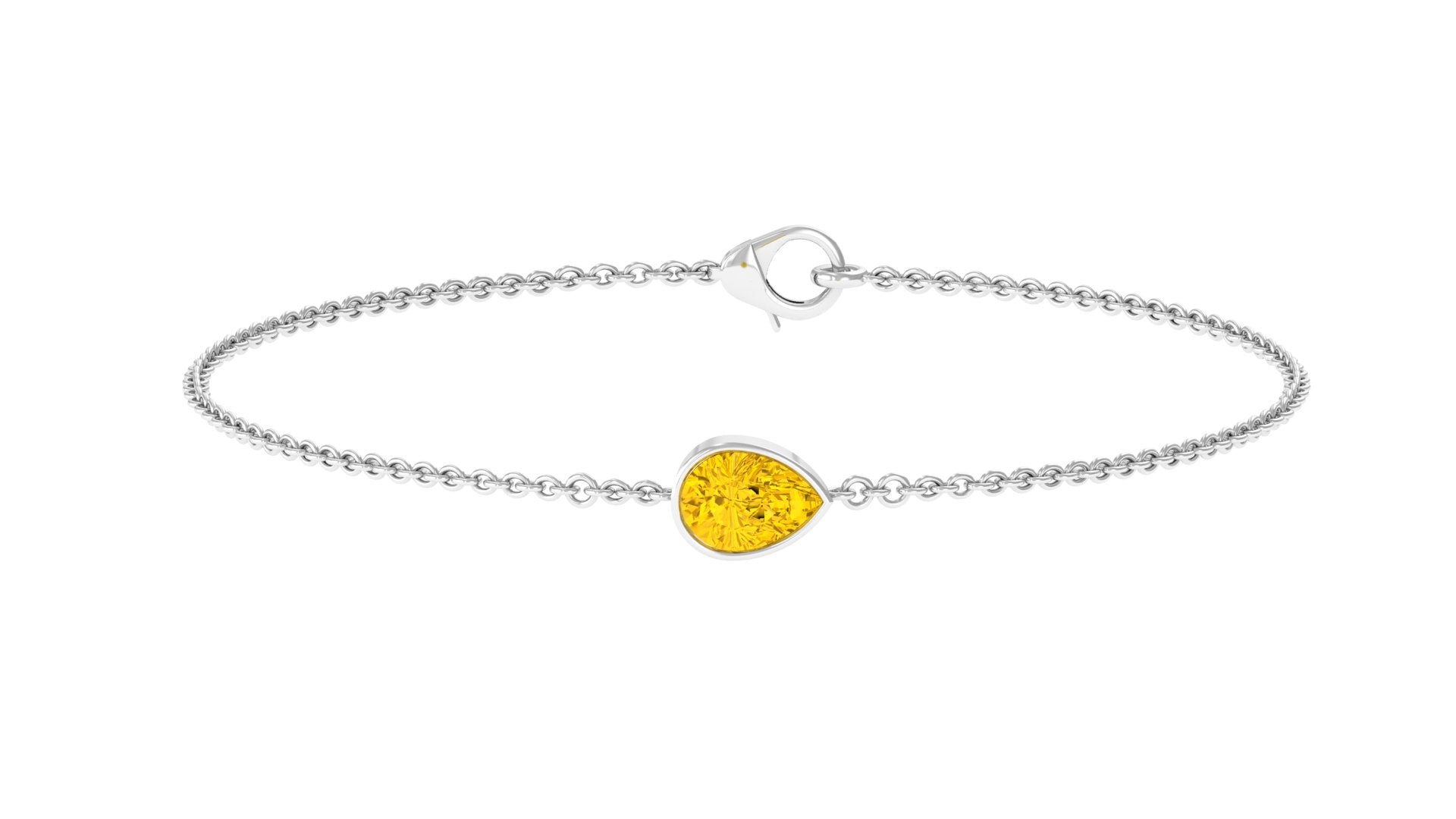 Pear Cut Yellow Sapphire Solitaire Chain Bracelet Yellow Sapphire - ( AAA ) - Quality - Rosec Jewels