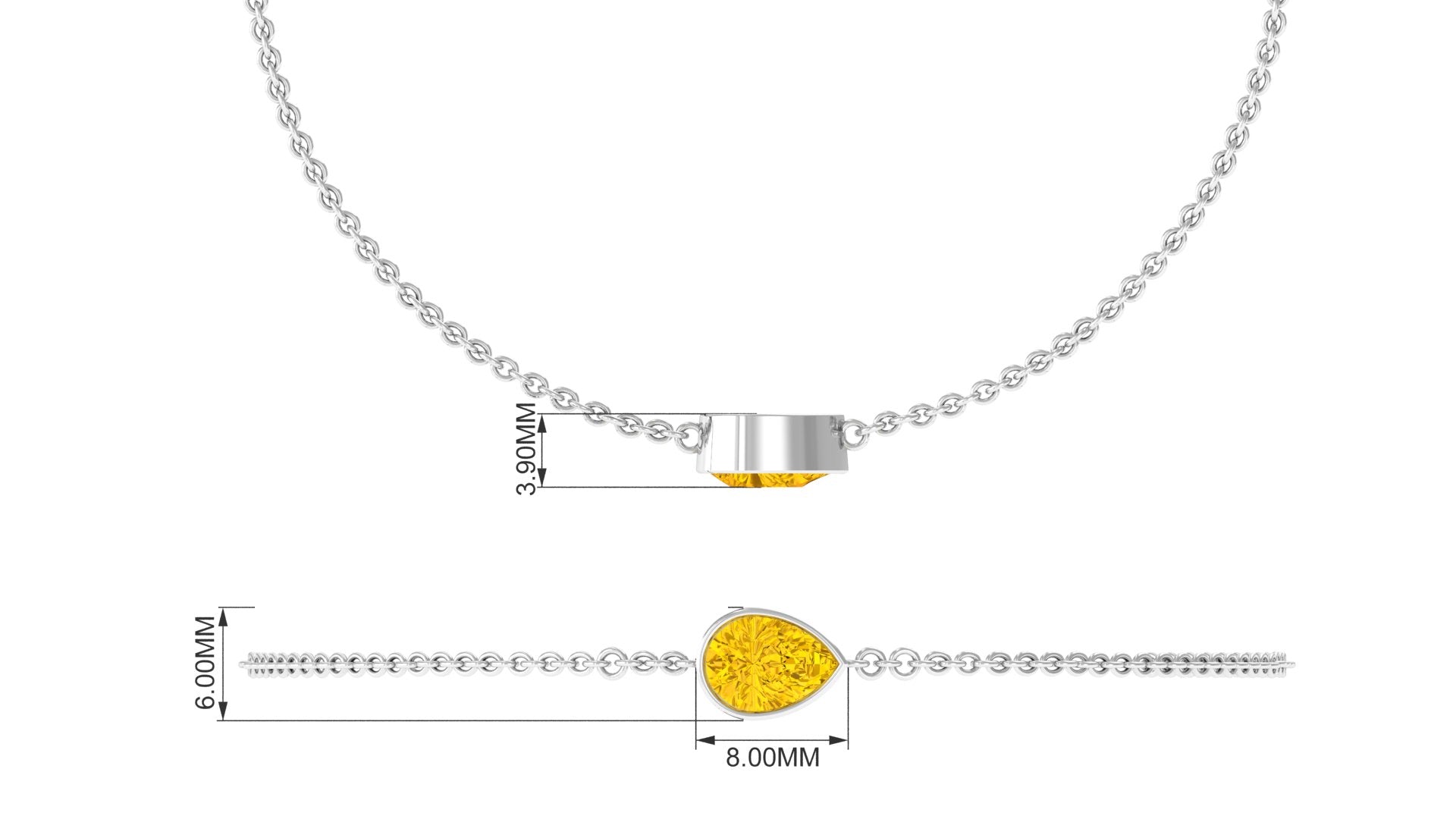 Pear Cut Yellow Sapphire Solitaire Chain Bracelet Yellow Sapphire - ( AAA ) - Quality - Rosec Jewels