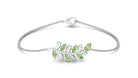 Marquise and Pear Cut Green Sapphire Leaf Chain Bracelet Green Sapphire - ( AAA ) - Quality - Rosec Jewels