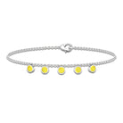 Round Yellow Sapphire Station Chain Bracelet Yellow Sapphire - ( AAA ) - Quality - Rosec Jewels