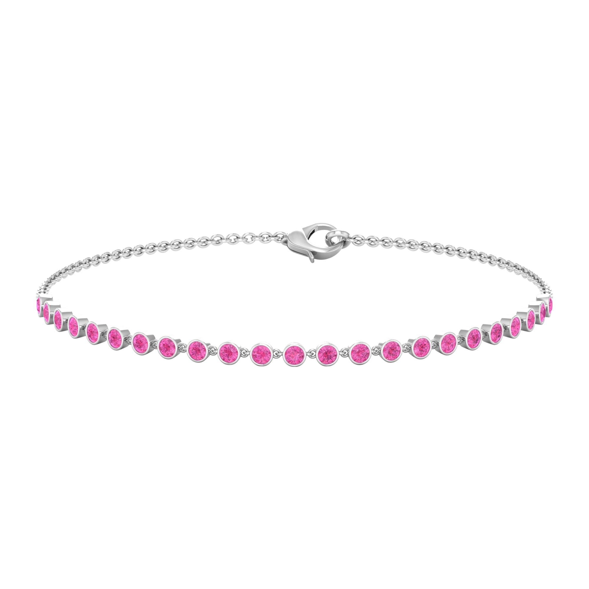 Minimal Pink Sapphire Chain Bracelet Pink Sapphire - ( AAA ) - Quality - Rosec Jewels