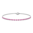 Minimal Pink Sapphire Chain Bracelet Pink Sapphire - ( AAA ) - Quality - Rosec Jewels