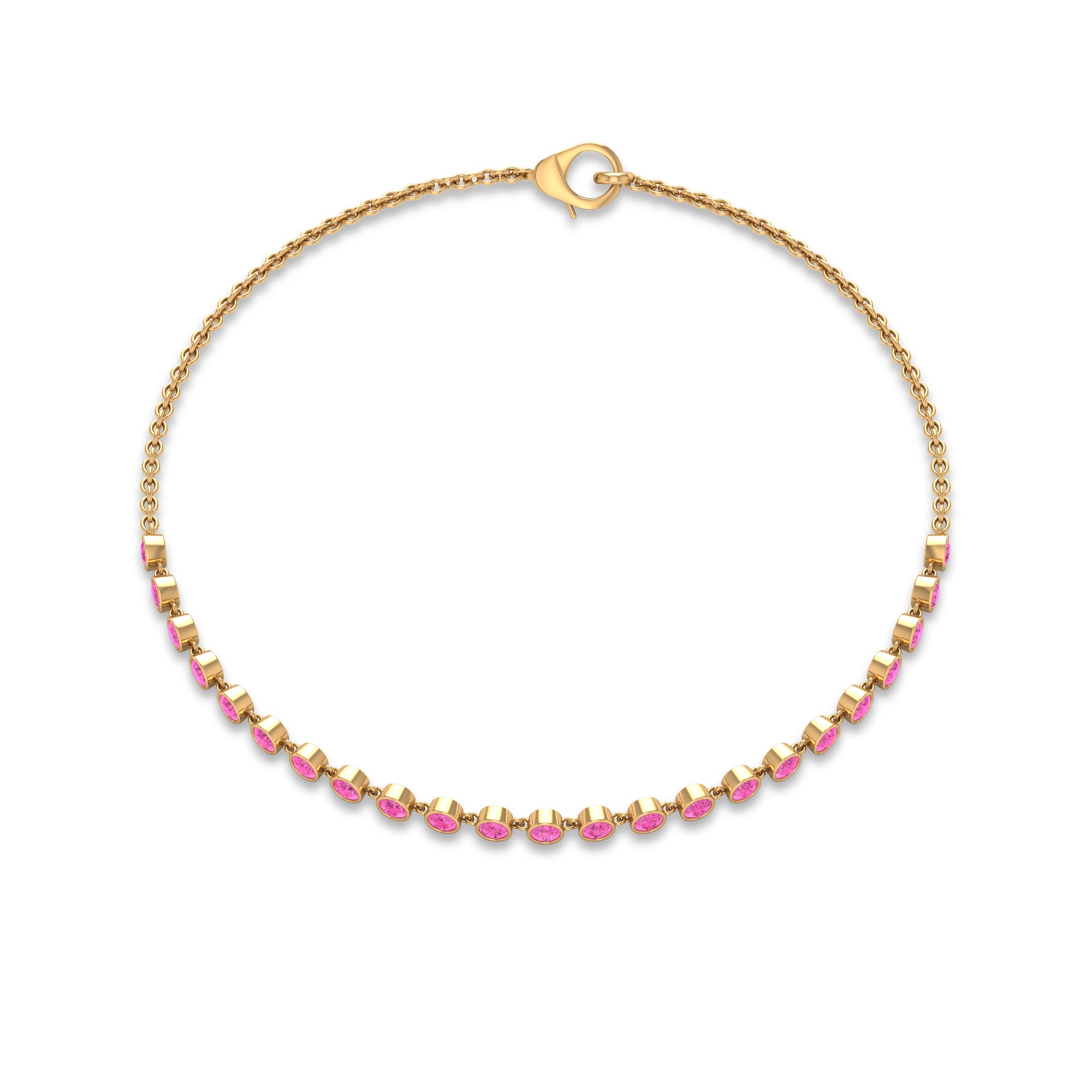 Minimal Pink Sapphire Chain Bracelet Pink Sapphire - ( AAA ) - Quality - Rosec Jewels