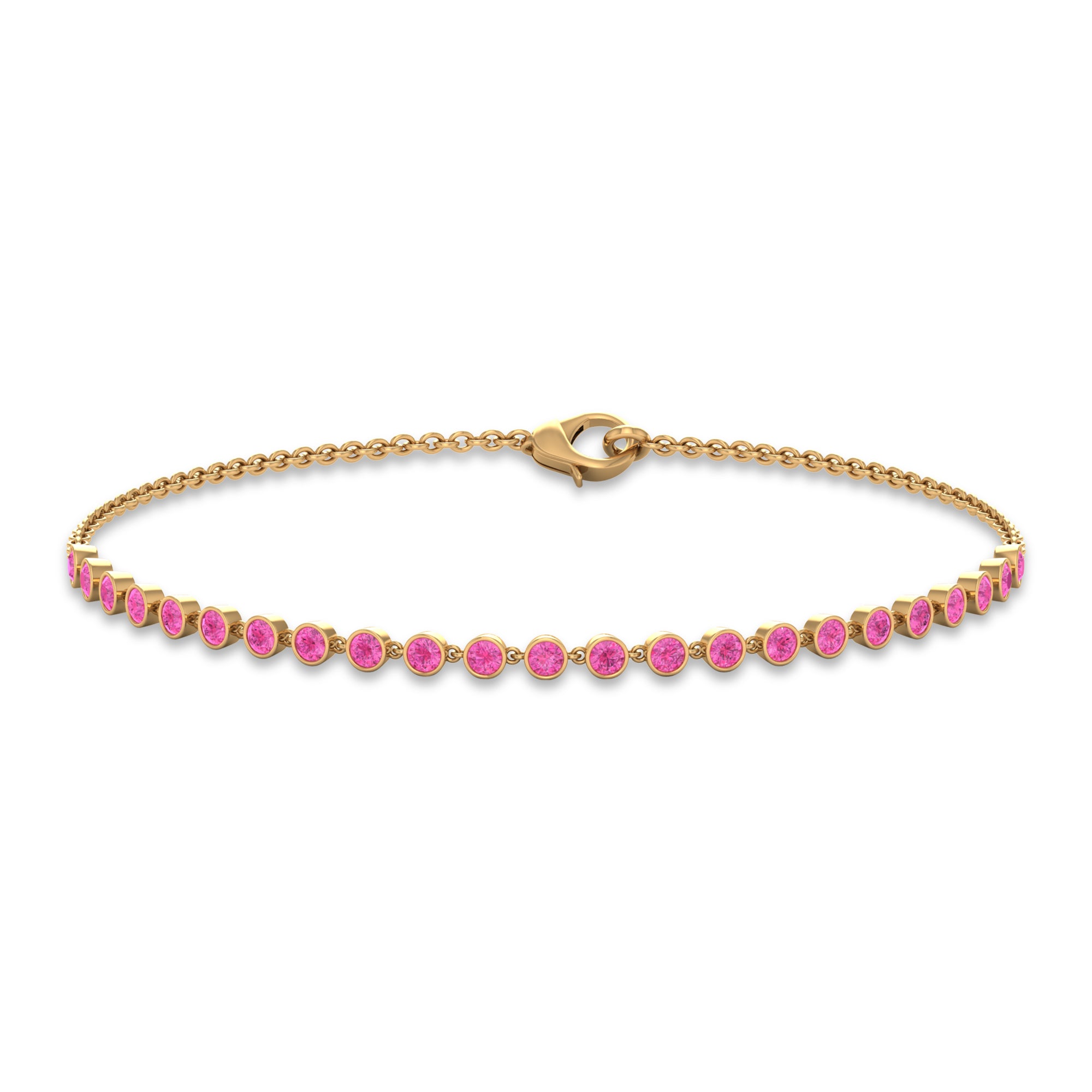 Minimal Pink Sapphire Chain Bracelet Pink Sapphire - ( AAA ) - Quality - Rosec Jewels