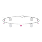 Pink Sapphire and Diamond Station Chain Charm Bracelet Pink Sapphire - ( AAA ) - Quality - Rosec Jewels