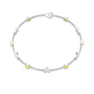 Round Yellow Sapphire and Diamond Star Station Chain Bracelet Yellow Sapphire - ( AAA ) - Quality - Rosec Jewels