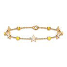 Round Yellow Sapphire and Diamond Star Station Chain Bracelet Yellow Sapphire - ( AAA ) - Quality - Rosec Jewels