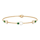 1/2 CT Genuine Emerald and Diamond Minimal Station Chain Bracelet Emerald - ( AAA ) - Quality - Rosec Jewels