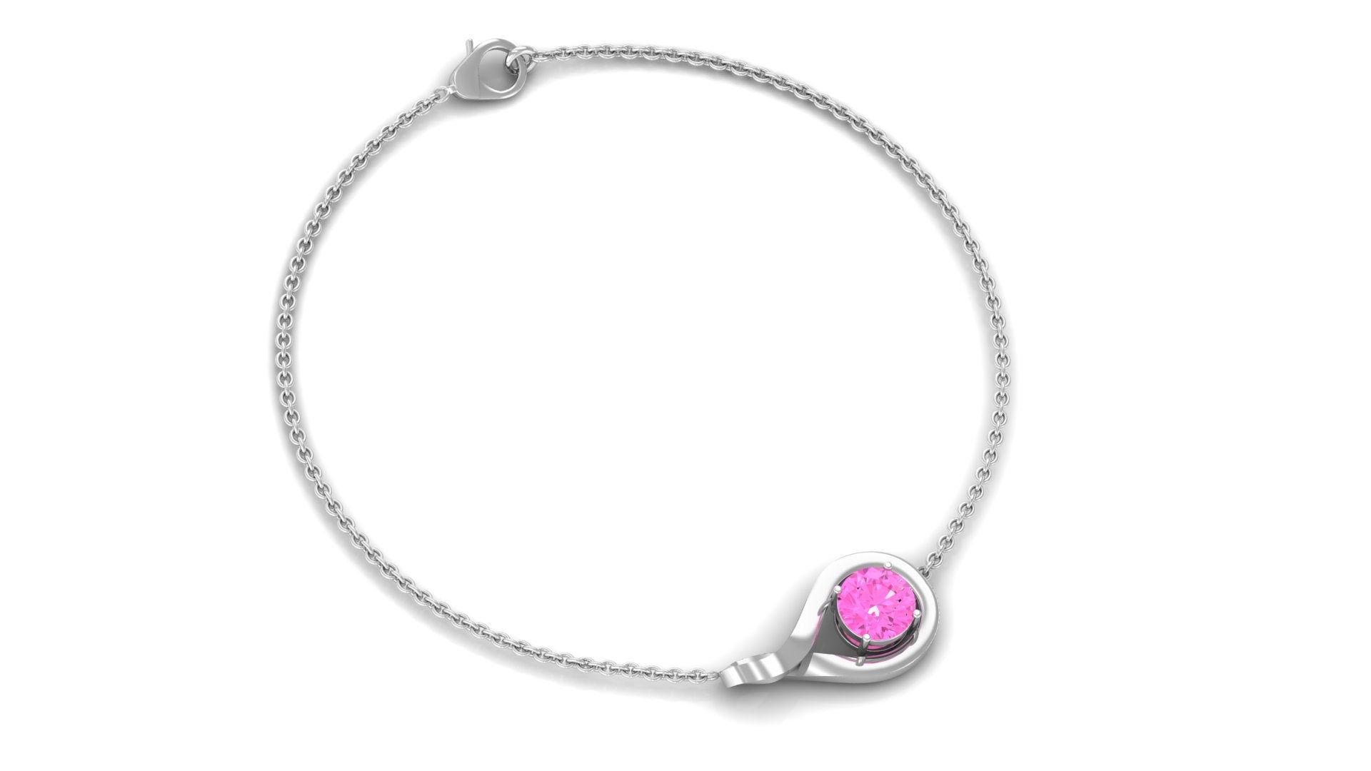 Simple Round Pink Sapphire Infinity Chain Bracelet Pink Sapphire - ( AAA ) - Quality - Rosec Jewels