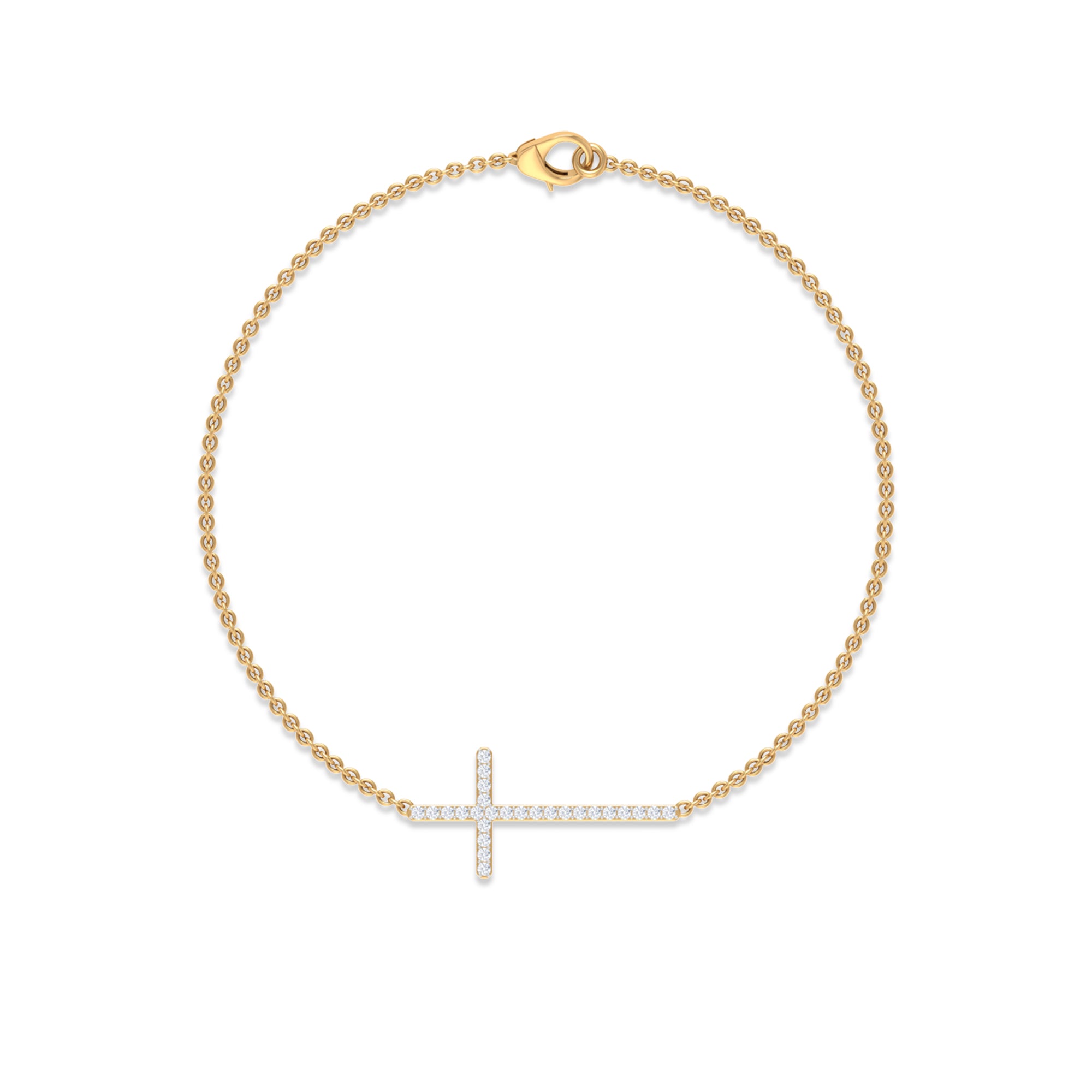 Surface Prong Set Diamond Cross Chain Bracelet Diamond - ( HI-SI ) - Color and Clarity - Rosec Jewels