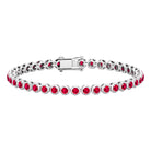 Lab Grown Ruby Classic Tennis Bracelet Lab Created Ruby - ( AAAA ) - Quality - Rosec Jewels