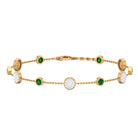 Bezel Set Emerald and Diamond Station Chain Bracelet Emerald - ( AAA ) - Quality - Rosec Jewels