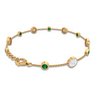 Bezel Set Emerald and Diamond Station Chain Bracelet Emerald - ( AAA ) - Quality - Rosec Jewels