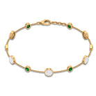 Bezel Set Emerald and Diamond Station Chain Bracelet Emerald - ( AAA ) - Quality - Rosec Jewels