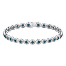 Bezel Set London Blue Topaz Unisex Tennis Bracelet London Blue Topaz - ( AAA ) - Quality - Rosec Jewels