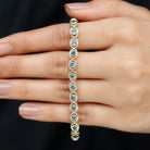 Bezel Set London Blue Topaz Unisex Tennis Bracelet London Blue Topaz - ( AAA ) - Quality - Rosec Jewels