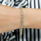 Bezel Set London Blue Topaz Unisex Tennis Bracelet London Blue Topaz - ( AAA ) - Quality - Rosec Jewels