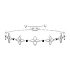 0.25 CT Bezel Set Garnet and Gold Floral Bolo Chain Bracelet with Beaded Details Garnet - ( AAA ) - Quality - Rosec Jewels