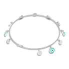 Diamond Evil Eye Chain Charm Bracelet Diamond - ( HI-SI ) - Color and Clarity - Rosec Jewels