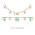 Diamond Evil Eye Chain Charm Bracelet Diamond - ( HI-SI ) - Color and Clarity - Rosec Jewels