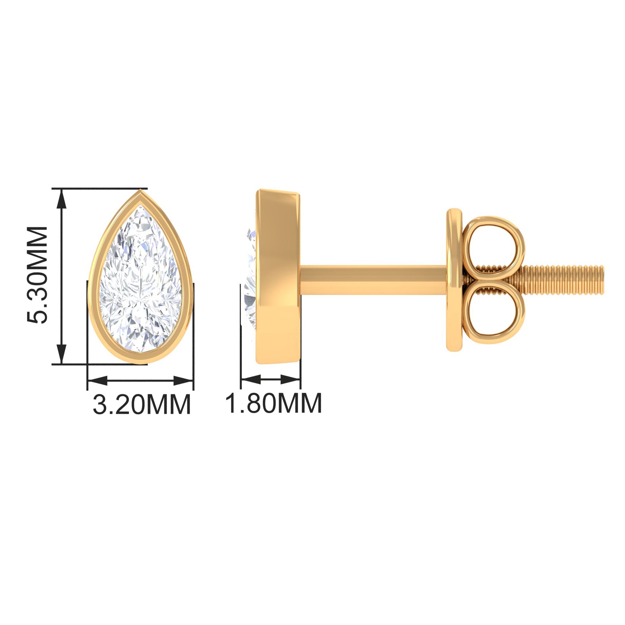 Solitaire 1/4 CT Pear Cut Diamond Stud Earrings Diamond - ( HI-SI ) - Color and Clarity - Rosec Jewels