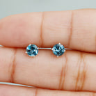 Classic London Blue Topaz Solitaire Stud Earrings London Blue Topaz - ( AAA ) - Quality - Rosec Jewels