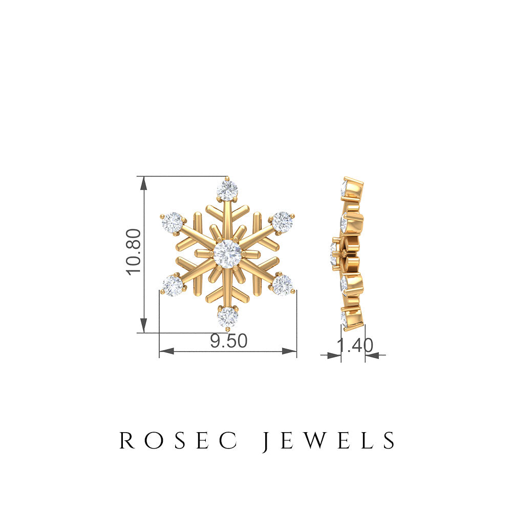 Round Diamond Snowflake Stud Earrings Diamond - ( HI-SI ) - Color and Clarity - Rosec Jewels