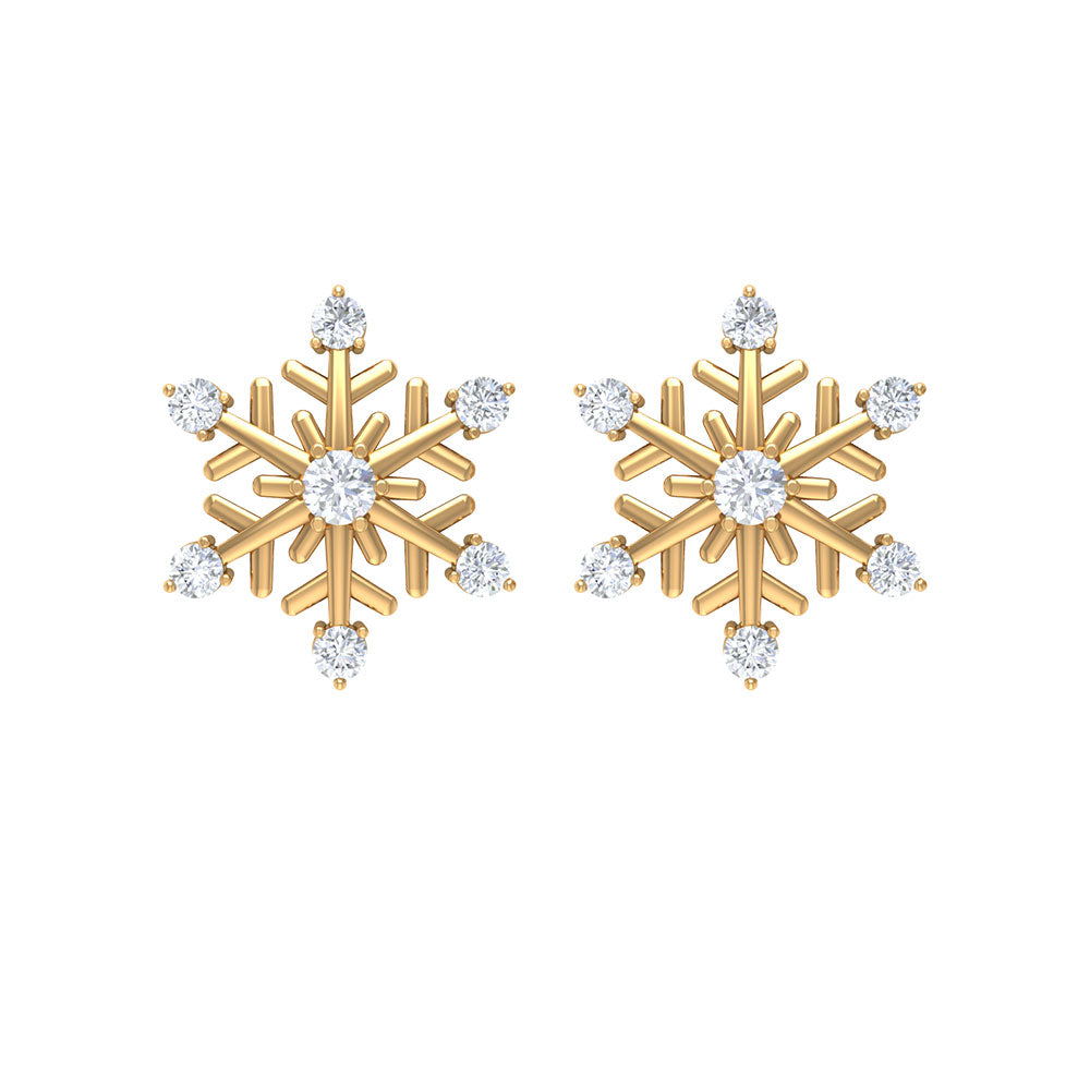 Round Diamond Snowflake Stud Earrings Diamond - ( HI-SI ) - Color and Clarity - Rosec Jewels