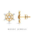 Round Diamond Snowflake Stud Earrings Diamond - ( HI-SI ) - Color and Clarity - Rosec Jewels