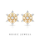 Round Diamond Snowflake Stud Earrings Diamond - ( HI-SI ) - Color and Clarity - Rosec Jewels