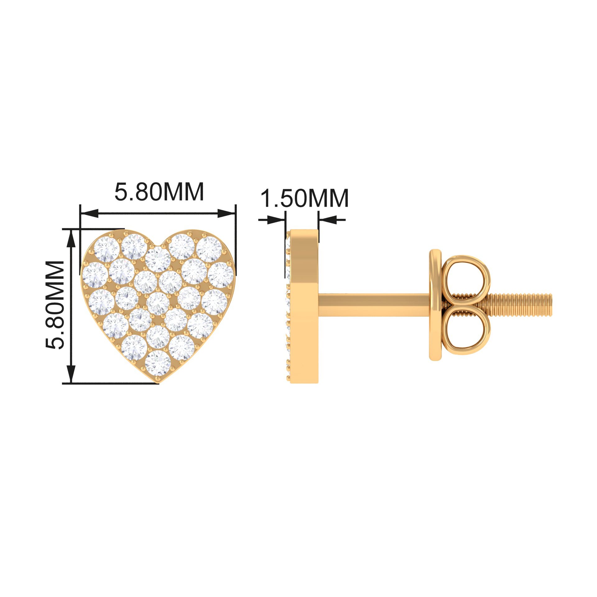 0.25 CT Natural Diamond Heart Stud Earrings in Gold Diamond - ( HI-SI ) - Color and Clarity - Rosec Jewels