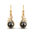 16.25 CT Designer Tahitian Pearl Drop Earrings with Diamond Tahitian pearl - ( AAA ) - Quality - Rosec Jewels