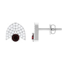 0.75 CT Garnet and Diamond Designer Stud Earrings in Prong Setting Garnet - ( AAA ) - Quality - Rosec Jewels