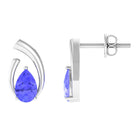 Real Tanzanite Solitaire Teardrop Stud Earrings Tanzanite - ( AAA ) - Quality - Rosec Jewels