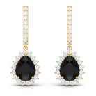 3.25 CT Black Spinel Bridal Teardrop Earrings with Moissanite Black Spinel - ( AAA ) - Quality - Rosec Jewels