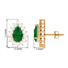 3 CT Created Emerald and Moissanite Halo Stud Earrings Lab Created Emerald - ( AAAA ) - Quality - Rosec Jewels