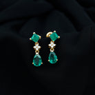 3.5 CT Created Emerald and Moissanite Bridal Dangle Earrings in Gold Lab Created Emerald - ( AAAA ) - Quality - Rosec Jewels