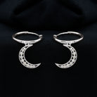 Diamond Moon Drop Hoop Earrings Diamond - ( HI-SI ) - Color and Clarity - Rosec Jewels