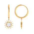 1/2 CT Sunburst Dangle Earrings with Diamond Cluster Diamond - ( HI-SI ) - Color and Clarity - Rosec Jewels