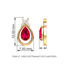 Classic Created Ruby and Diamond Teardrop Stud Earrings Lab Created Ruby - ( AAAA ) - Quality - Rosec Jewels