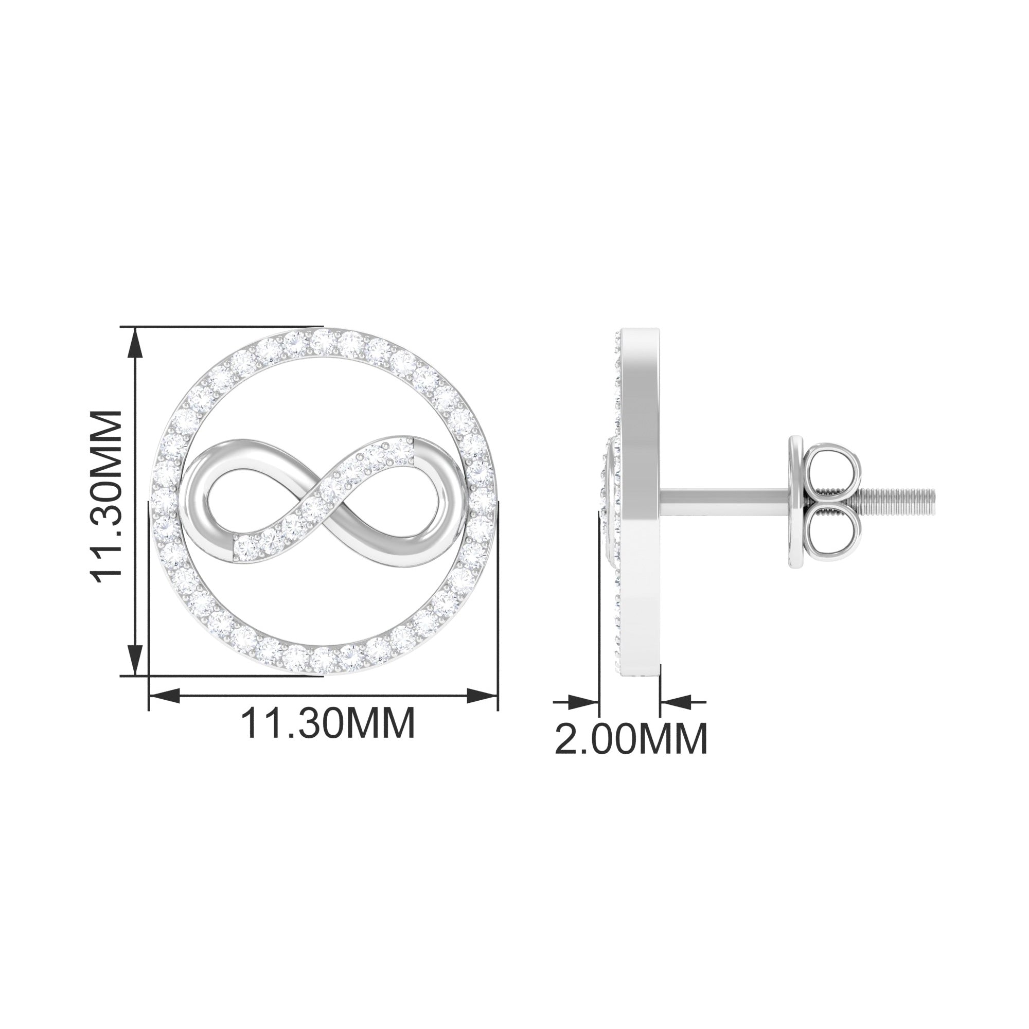 1/4 CT Open Circle and Infinity Diamond Stud Earrings Diamond - ( HI-SI ) - Color and Clarity - Rosec Jewels